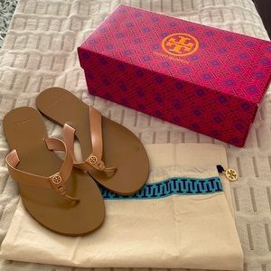 Tory Burch Manon Thong Sandal - Calf Leather Size 10 in Natural Vachetta 267